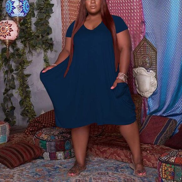 Yegine Oversize Tshirt Dress For Women Casual Plus Size Short Sleeves Midi Tuni - Picture 4 of 5